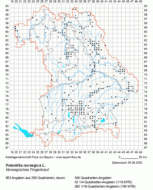Die Verbreitungskarte zu Potentilla norvegica L. wird geladen ...
