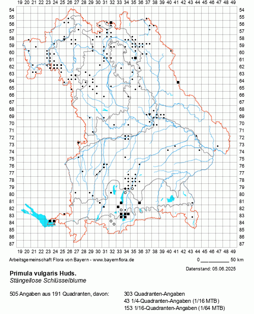 Die Verbreitungskarte zu Primula vulgaris Huds. wird geladen ...