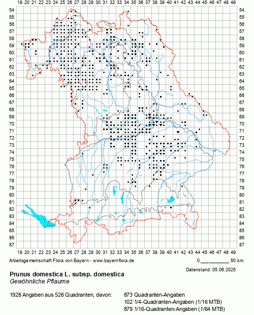 Die Verbreitungskarte zu Prunus domestica L. subsp. domestica wird geladen ...