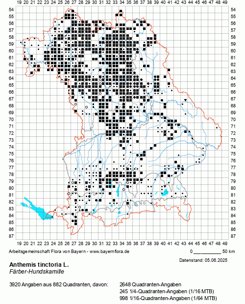 Die Verbreitungskarte zu Anthemis tinctoria L. wird geladen ...