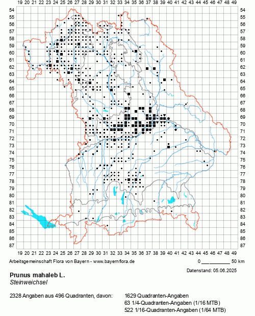 Die Verbreitungskarte zu Prunus mahaleb L. wird geladen ...