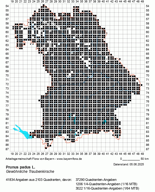 Die Verbreitungskarte zu Prunus padus L. wird geladen ...