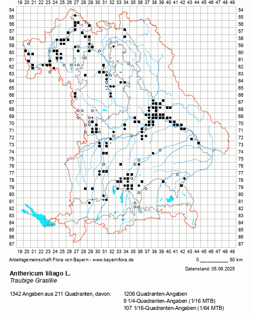 Die Verbreitungskarte zu Anthericum liliago L. wird geladen ...