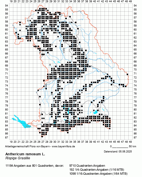 Die Verbreitungskarte zu Anthericum ramosum L. wird geladen ...