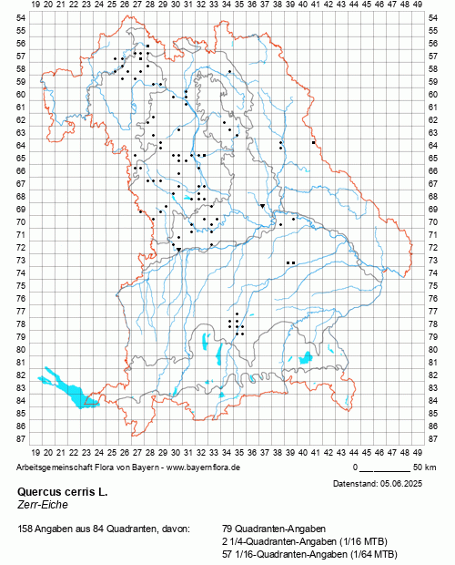 Die Verbreitungskarte zu Quercus cerris L. wird geladen ...