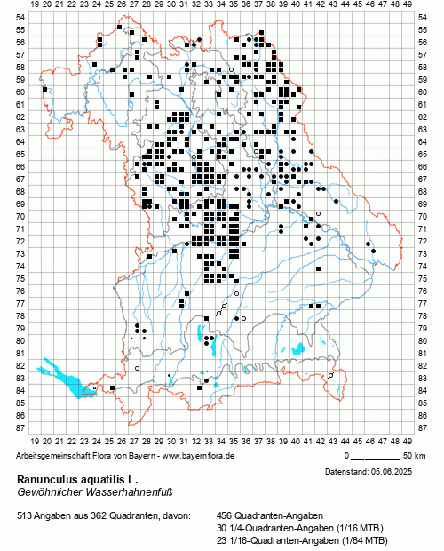 Die Verbreitungskarte zu Ranunculus aquatilis L. wird geladen ...