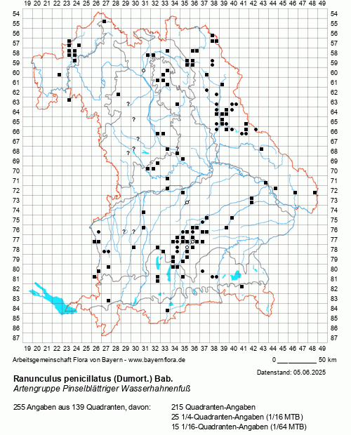 Die Verbreitungskarte zu Ranunculus penicillatus (Dumort.) Bab. wird geladen ...