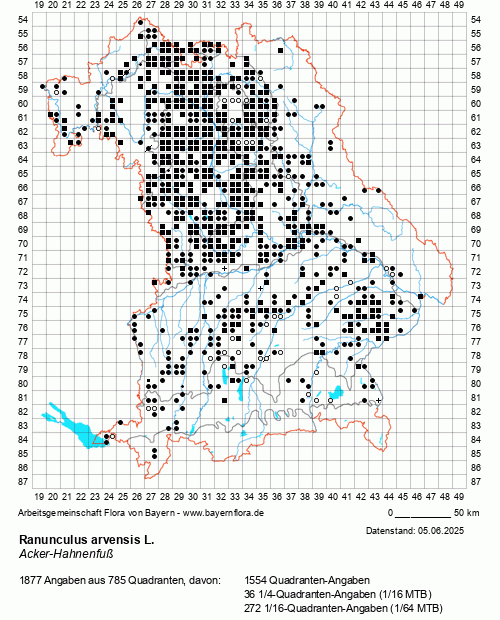 Die Verbreitungskarte zu Ranunculus arvensis L. wird geladen ...