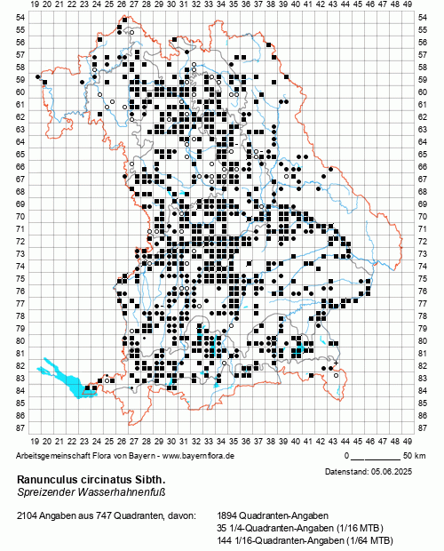 Die Verbreitungskarte zu Ranunculus circinatus Sibth. wird geladen ...