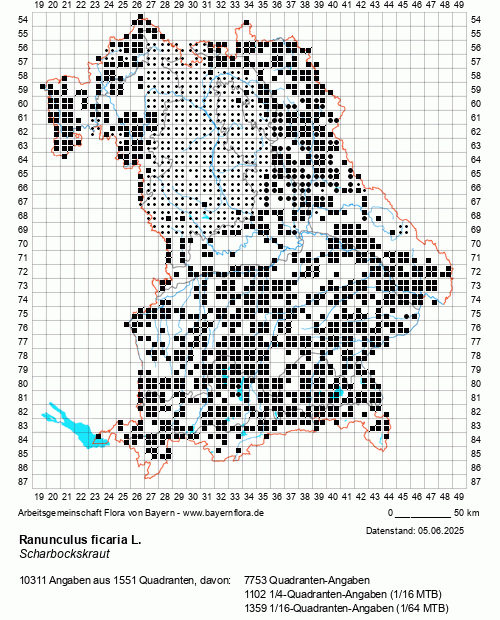 Die Verbreitungskarte zu Ranunculus ficaria L. wird geladen ...