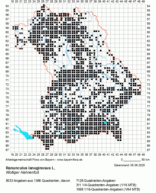 Die Verbreitungskarte zu Ranunculus lanuginosus L. wird geladen ...