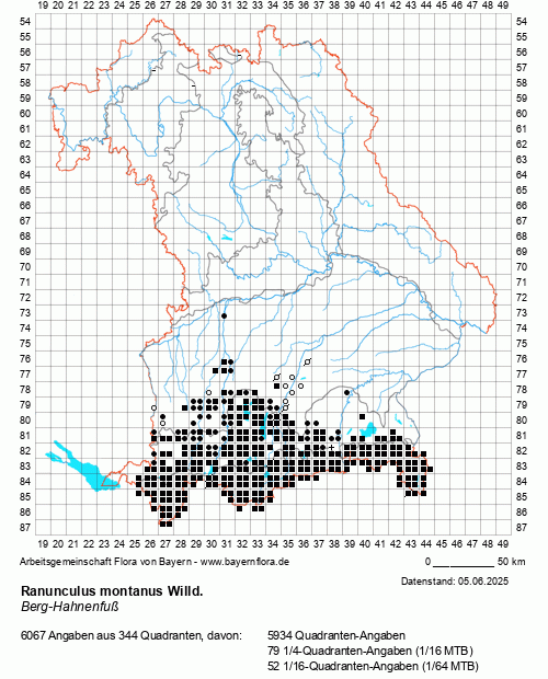Die Verbreitungskarte zu Ranunculus montanus Willd. wird geladen ...