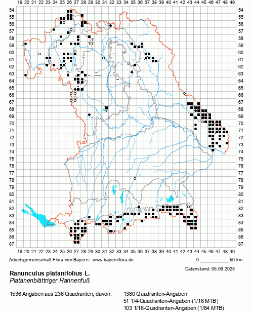 Die Verbreitungskarte zu Ranunculus platanifolius L. wird geladen ...