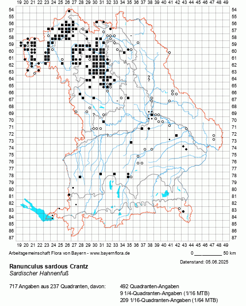 Die Verbreitungskarte zu Ranunculus sardous Crantz wird geladen ...