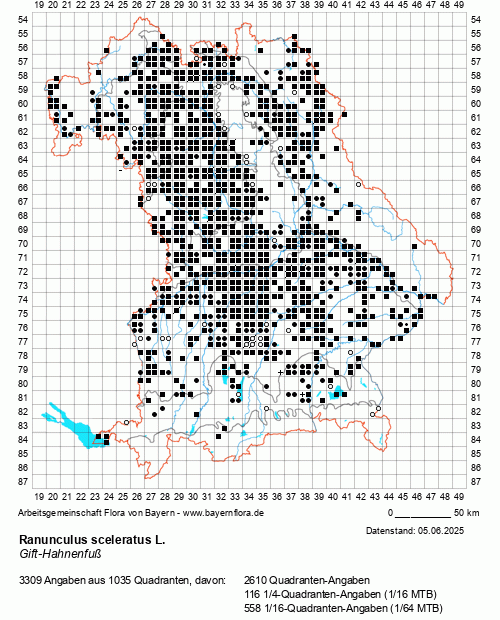 Die Verbreitungskarte zu Ranunculus sceleratus L. wird geladen ...