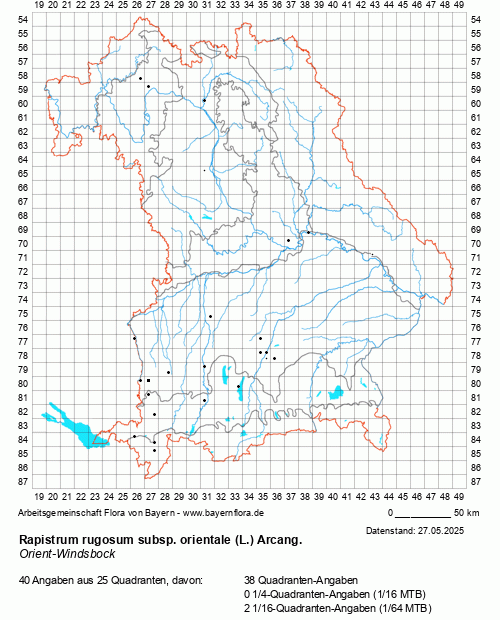 Die Verbreitungskarte zu Rapistrum rugosum subsp. orientale (L.) Arcang. wird geladen ...