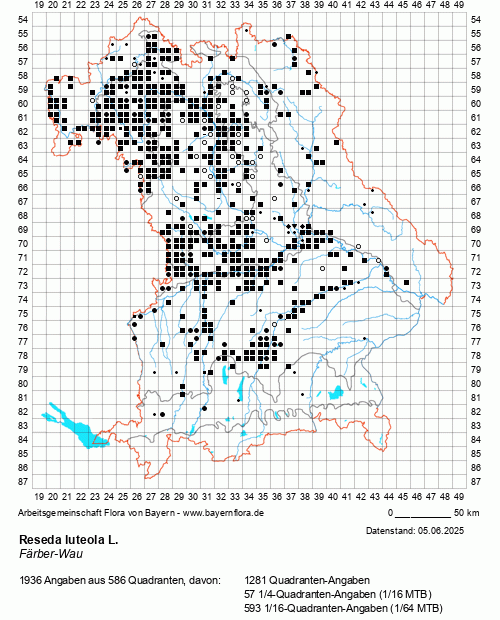 Die Verbreitungskarte zu Reseda luteola L. wird geladen ...