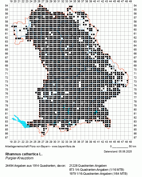 Die Verbreitungskarte zu Rhamnus cathartica L. wird geladen ...
