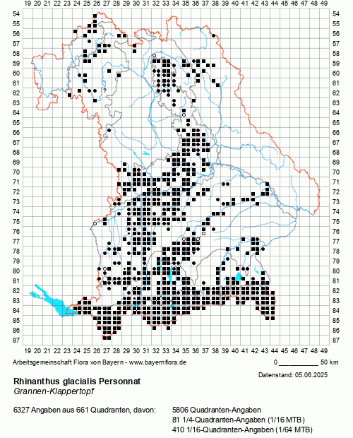 Die Verbreitungskarte zu Rhinanthus glacialis Personnat wird geladen ...