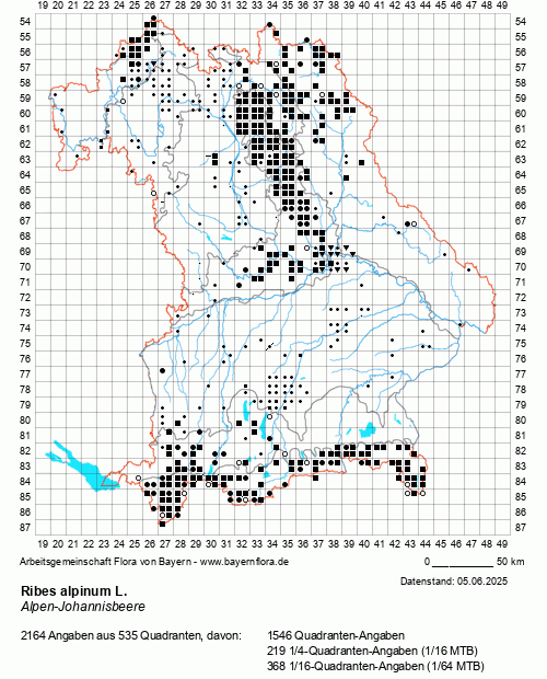 Die Verbreitungskarte zu Ribes alpinum L. wird geladen ...