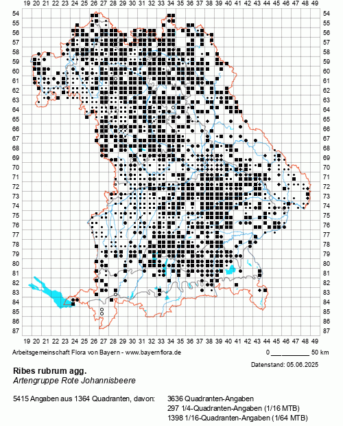 Die Verbreitungskarte zu Ribes rubrum agg. wird geladen ...