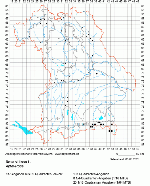 Die Verbreitungskarte zu Rosa villosa L. wird geladen ...