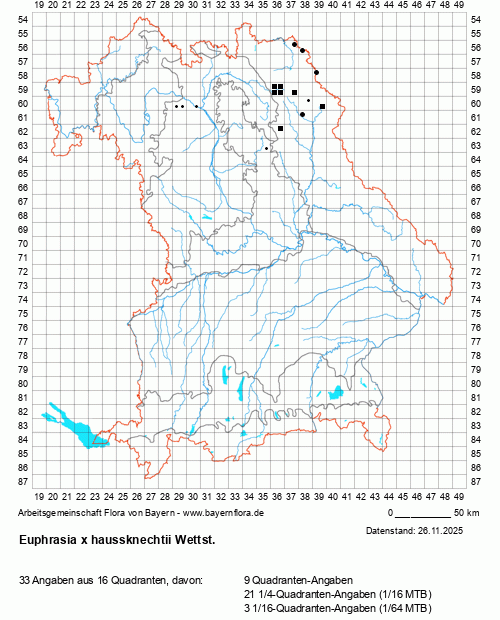 Die Verbreitungskarte zu Euphrasia x haussknechtii Wettst. wird geladen ...