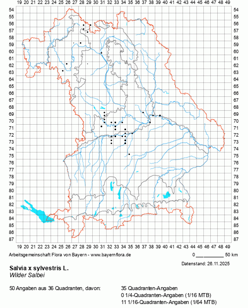 Die Verbreitungskarte zu Salvia x sylvestris L. wird geladen ...