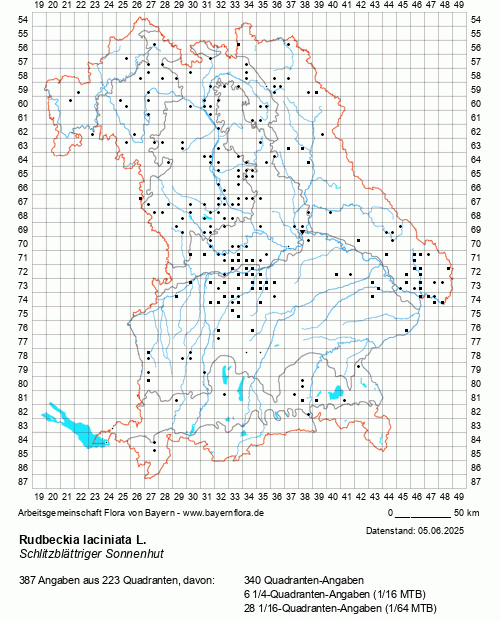 Die Verbreitungskarte zu Rudbeckia laciniata L. wird geladen ...