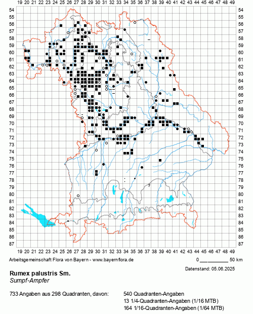Die Verbreitungskarte zu Rumex palustris Sm. wird geladen ...