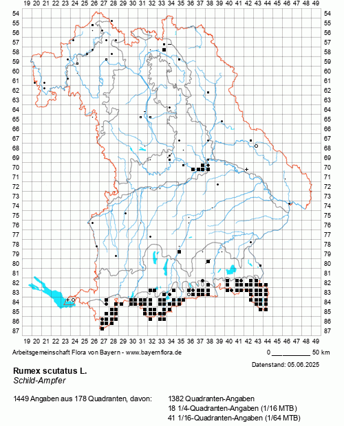 Die Verbreitungskarte zu Rumex scutatus L. wird geladen ...