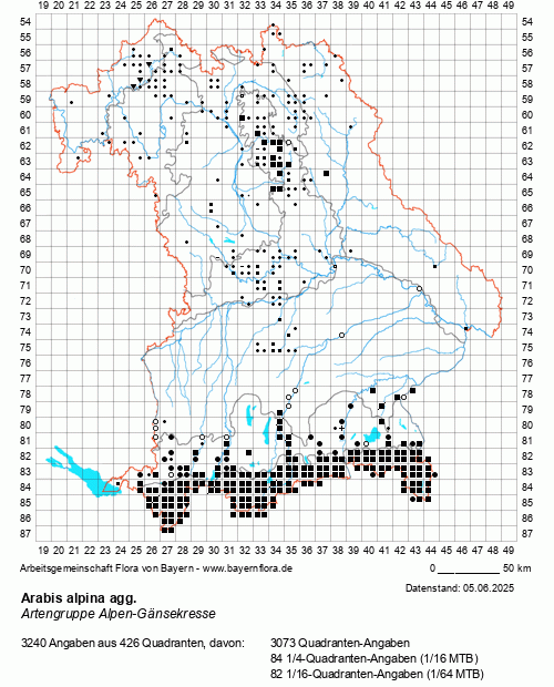 Die Verbreitungskarte zu Arabis alpina agg. wird geladen ...