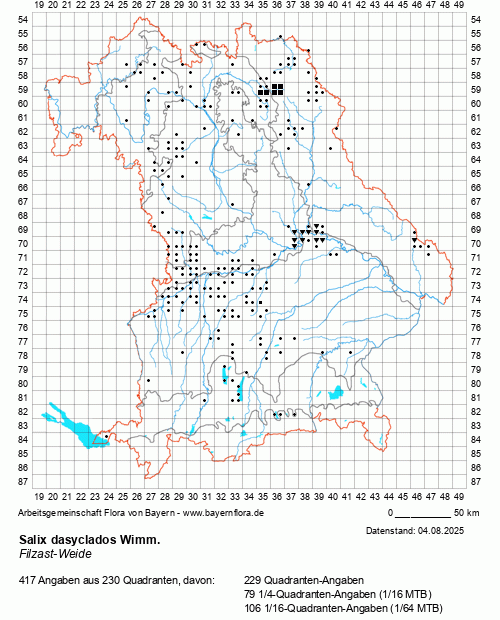 Die Verbreitungskarte zu Salix dasyclados Wimm. wird geladen ...