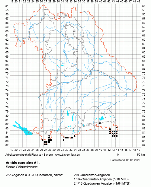 Die Verbreitungskarte zu Arabis caerulea All. wird geladen ...
