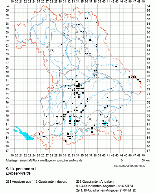 Die Verbreitungskarte zu Salix pentandra L. wird geladen ...