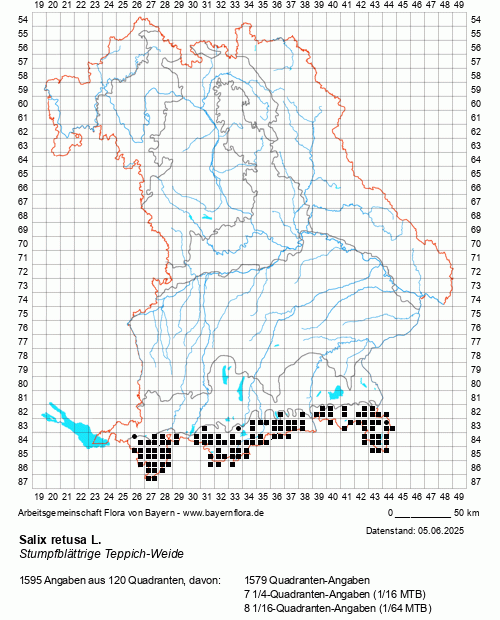 Die Verbreitungskarte zu Salix retusa L. wird geladen ...