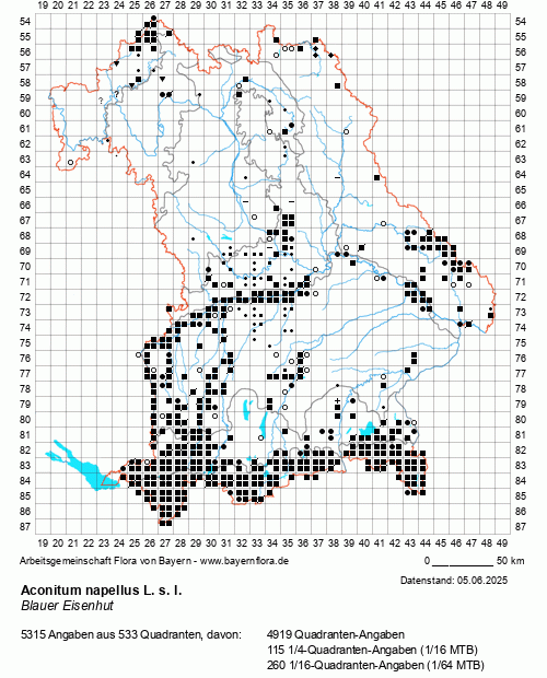 Die Verbreitungskarte zu Aconitum napellus L. s. l. wird geladen ...