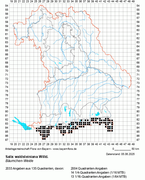 Die Verbreitungskarte zu Salix waldsteiniana Willd. wird geladen ...