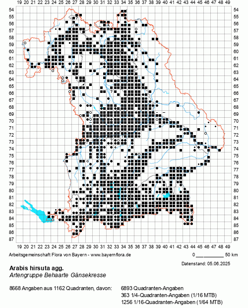 Die Verbreitungskarte zu Arabis hirsuta agg. wird geladen ...