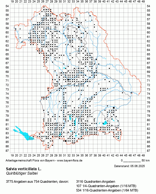 Die Verbreitungskarte zu Salvia verticillata L. wird geladen ...