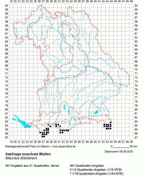 Die Verbreitungskarte zu Saxifraga moschata Wulfen wird geladen ...
