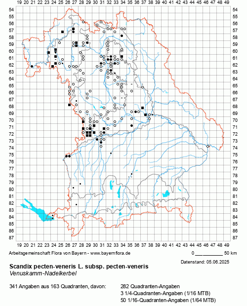 Die Verbreitungskarte zu Scandix pecten-veneris L. subsp. pecten-veneris wird geladen ...