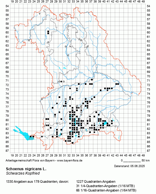 Die Verbreitungskarte zu Schoenus nigricans L. wird geladen ...