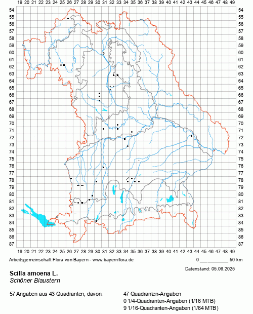 Die Verbreitungskarte zu Scilla amoena L. wird geladen ...