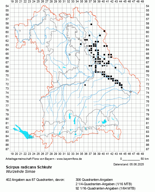 Die Verbreitungskarte zu Scirpus radicans Schkuhr wird geladen ...