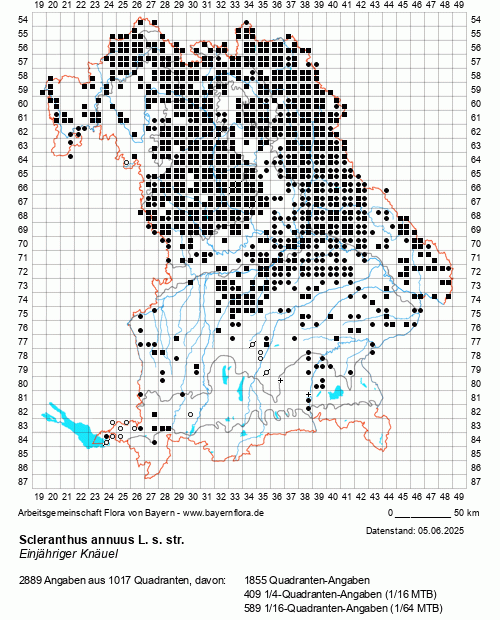 Die Verbreitungskarte zu Scleranthus annuus L. s. str. wird geladen ...