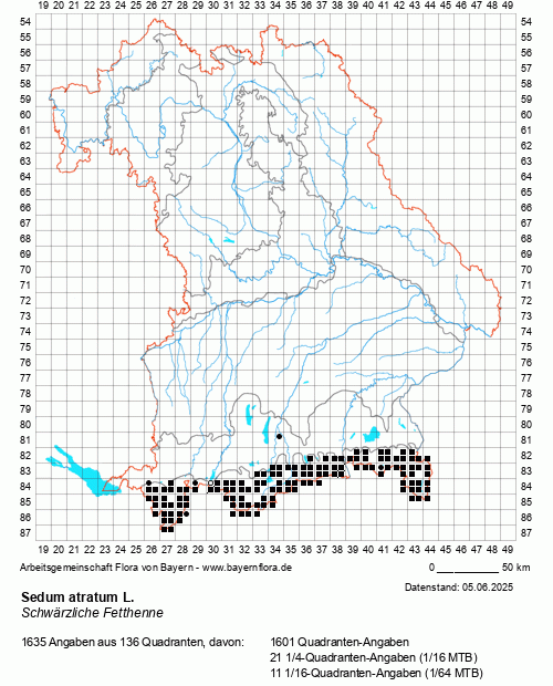 Die Verbreitungskarte zu Sedum atratum L. wird geladen ...