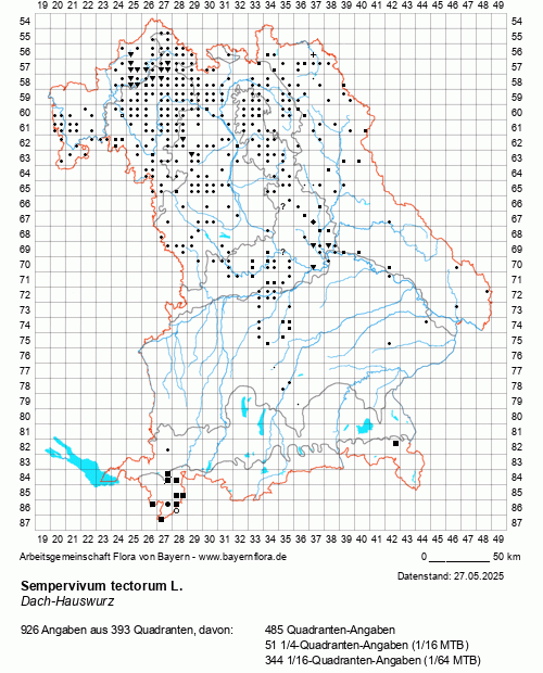 Die Verbreitungskarte zu Sempervivum tectorum L. wird geladen ...