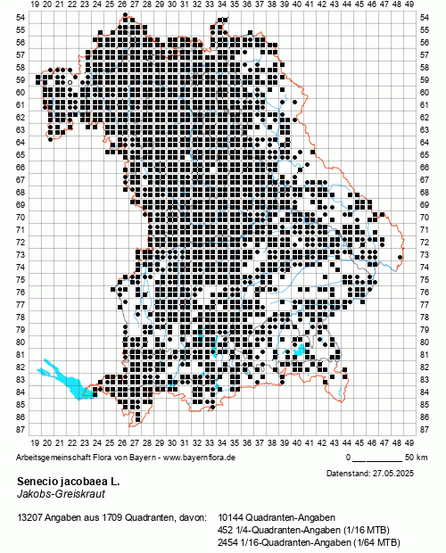 Die Verbreitungskarte zu Senecio jacobaea L. wird geladen ...