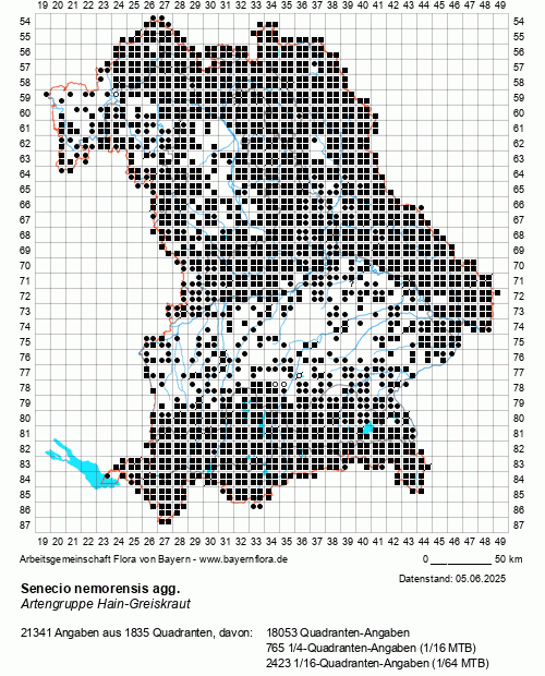 Die Verbreitungskarte zu Senecio nemorensis agg. wird geladen ...